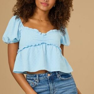 Brielle Puff Babydoll Top blue size small